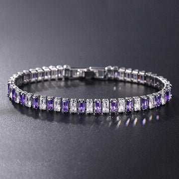 ELEGANT AAA+ Cubic Zirconia Crystals Bracelet Colorful Silver Colour Tennis Bracelets For Women - The Jewellery Supermarket